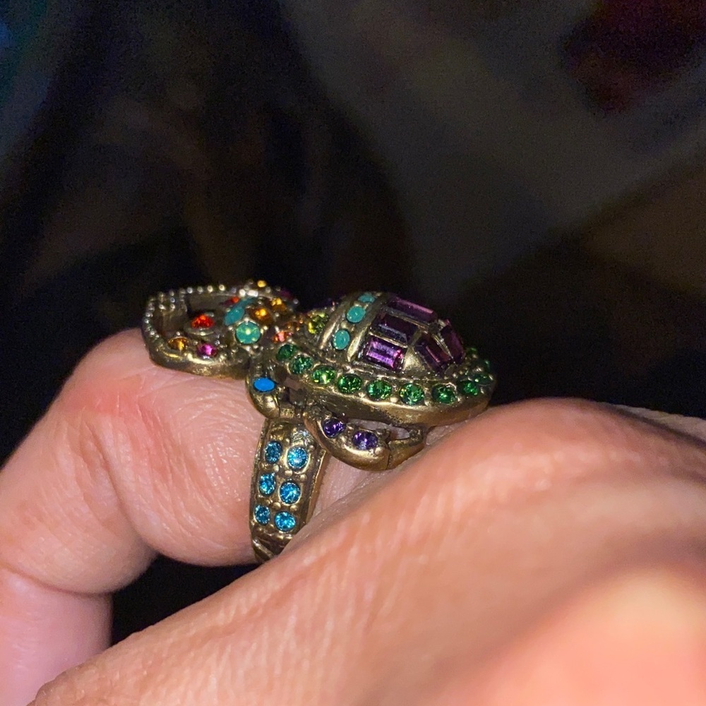 Vintage Heidi Daus Unique Colorful Beetle Ring Size 6 - Picture 5 of 8